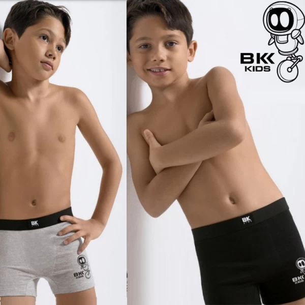 ART.BK604041 BOXER NIÑO ALGODON LISO CON ESTAMPA