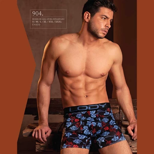 LM904_fylo_lenceria ART.LM904 BOXER DE ALGODON LYCRA CON ESTAMPA FLORES CON TRAMA