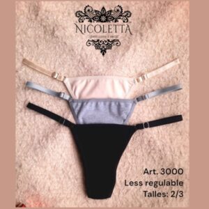 PN3000_fylo_lenceria ART.PN3000 PACK X3 COLALESS ALGODON Y LYCRA REGULABLE LISA