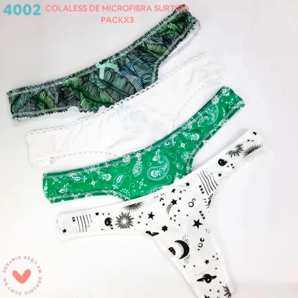 ART.VI4002P PACK X3 COLALESS MICROFIBRA ESTAMPADA