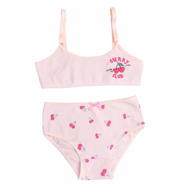 VI454_conjcerezarosa_inti_lencería ART.VI454 CONJUNTO NENA ALGODON ESTAMPADO TOP Y BOMBACHA
