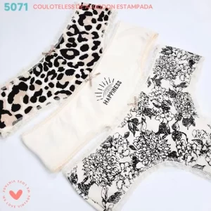 ART.VI5071P Pack x3 culotte less algodón y lycra elástico fantasía SURTIDO