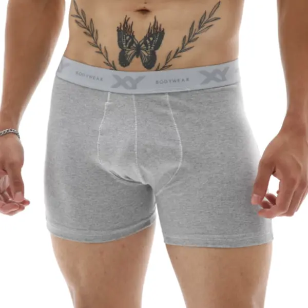 ART.XY1389 BOXER ALGODÓN LYCRA LISO PINZA CENTRAL PIERNA LARGA