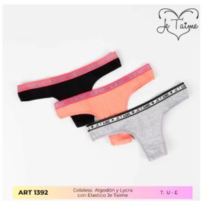 ART.JT1392P PACK X3 BOMBACHA COLA LESS ALGODÓN CON ELASTICO SUBLIMADO