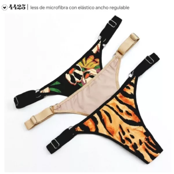 VI4425_fylo_lenceria ART.VI4425 PACK X3 COLALESS REGULABLE MICROFIBRA ESTAMPADO ELASTICO ANCHO