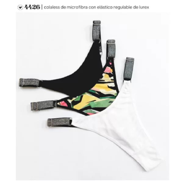 ART.VI4426P PACK X3 BOMBACHA COLALESS REGULABLE MICROFIBRA ELÁSTICO ANCHO LUREX