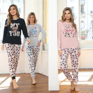LX25355_fylo_lenceria ART.LX25355 PIJAMA CON CASACA DE JERSEY Y PANTALON SUBLIMADO ANIMAL PRINT