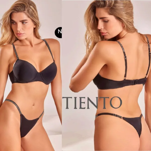 ART.TI249 CONJUNTO TAZA SOFT Y TANGA LESS CON STRAS REGULABLE MICROFIBRA