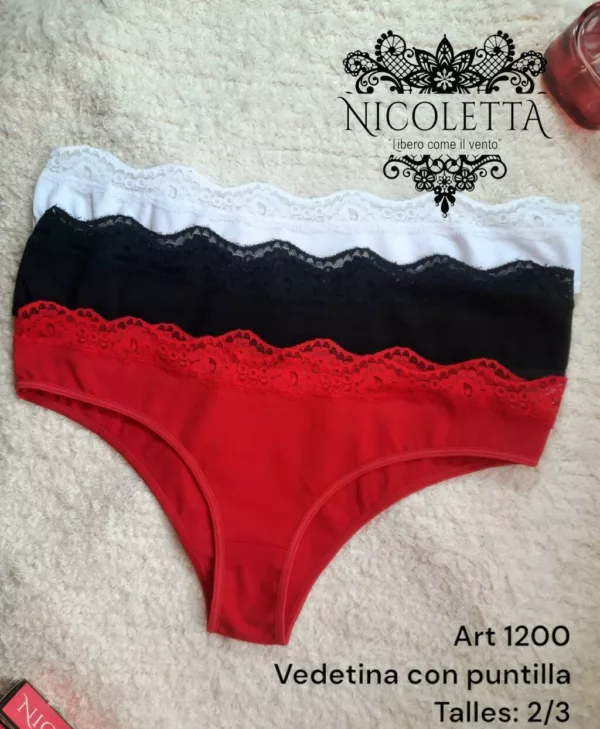 PN1200 ART.PN1200 PACK X3 VEDETINA DE ALGODÓN Y LYCRA