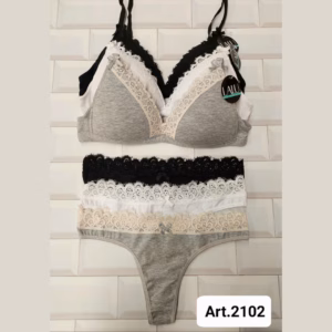 ART.LU2102 CONJUNTO TRIANGULO TAZA SOFT ALGODÓN C/PUNTILLA