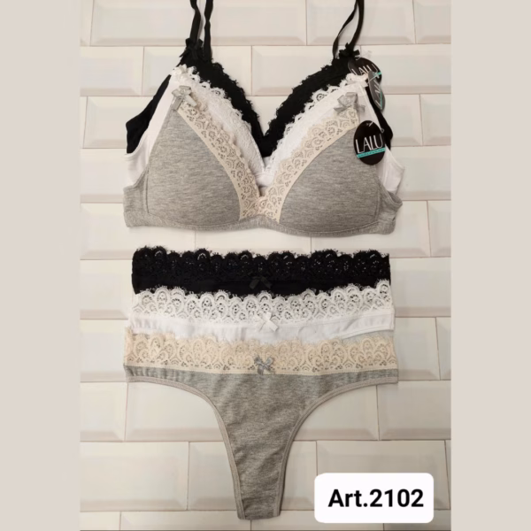 LU2102 ART.LU2102 CONJUNTO TRIANGULO TAZA SOFT ALGODÓN C/PUNTILLA