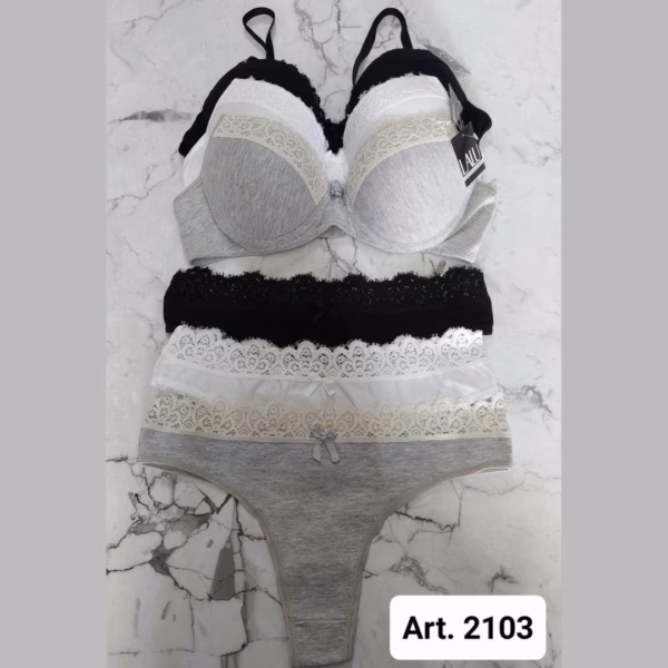 ART.LU2103 CONJUNTO TAZA SOFT ALGODÓN  C/PUNTILLA Y BASE