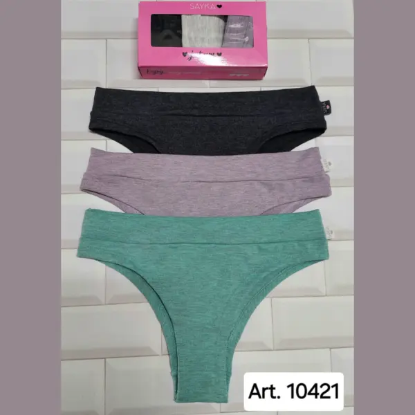 ART.SA10421 PACK X3 VEDETINA DE ALGODÓN Y LYCRA CON CINTURA Y DOBLADILLO