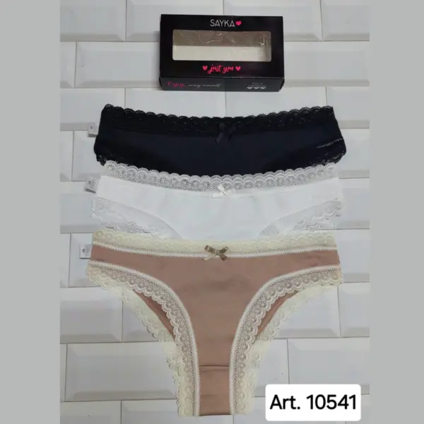 ART.SA10541 PACK X3 VEDETINAS DE MICROFIBRA CON PUNTILLA