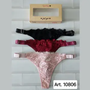 ART.SA10806 PACK X3 COLALESS DE ENCAJE CON ELÁSTICO ANCHO