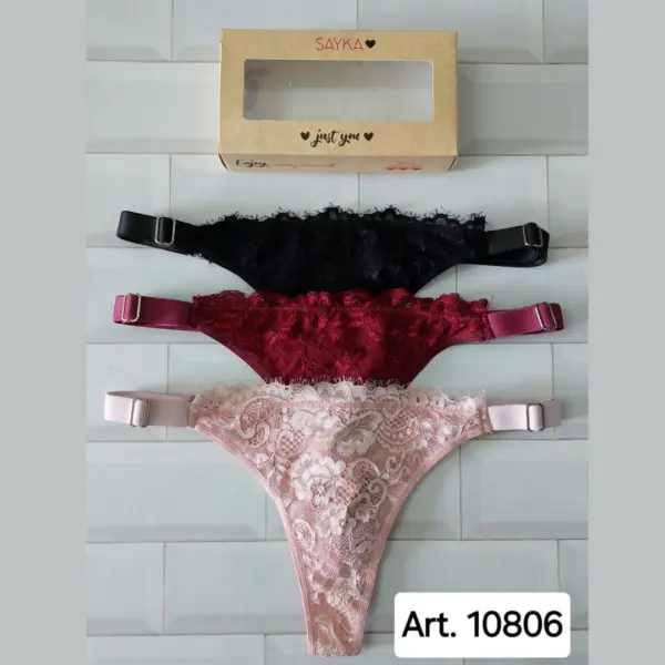 ART.SA10806 PACK X3 COLALESS DE ENCAJE CON ELÁSTICO ANCHO