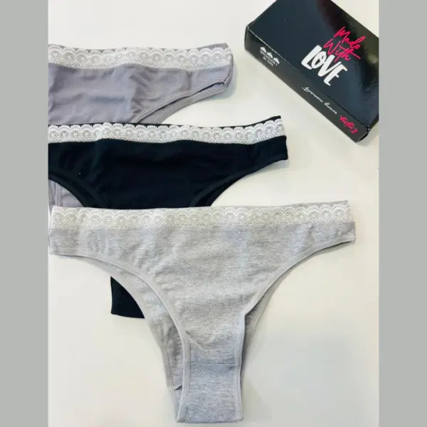ART.SA10131 PACKX3 VEDETINA ALGODON Y LYCRA CON CINTURA Y PUNTILLA