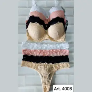 LALU4003-INTILENCERIA-SALTA ART.LU4003 CONJUNTO TAZA SOFT DE ENCAJE CON BASE Y LESS