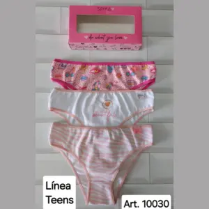 SAYKA10030-INTILENCERIA-SALTA ART.SA10030 PACK X3 DE BOMBACHAS JUVENIL DE ALGODON Y LYCRA ESTAMPADA