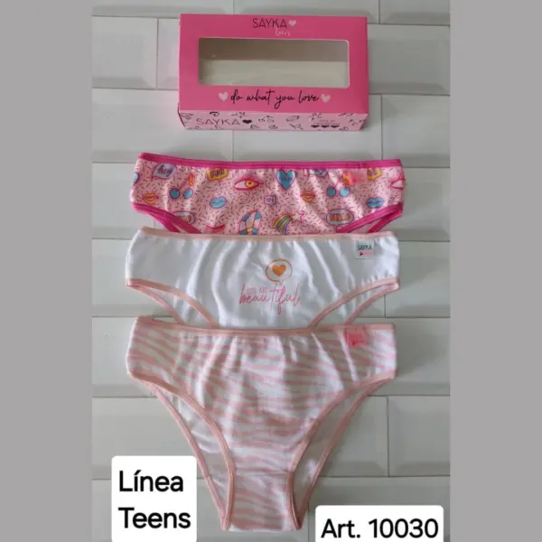ART.SA10030 PACK X3 DE BOMBACHAS JUVENIL DE ALGODON Y LYCRA ESTAMPADA