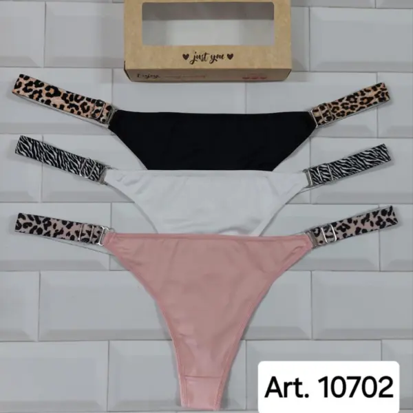 ART.SA10702 PACK X3 TANGALESS DE MICROFIBRA LISA C BRETEL ANCHO ESTAMPADO