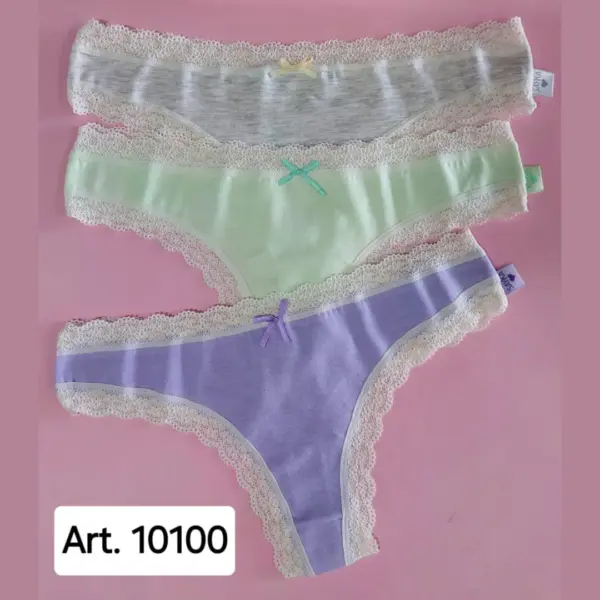 ART.SA10100 PACK X3 COLALESS DE ALGODON Y LYCRA CON PUNTILLA